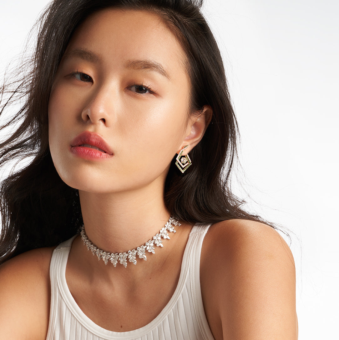 Diamond and Tsavorite Earrings