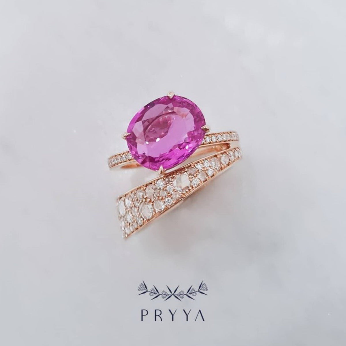 Pink Sapphire and Diamond Ring