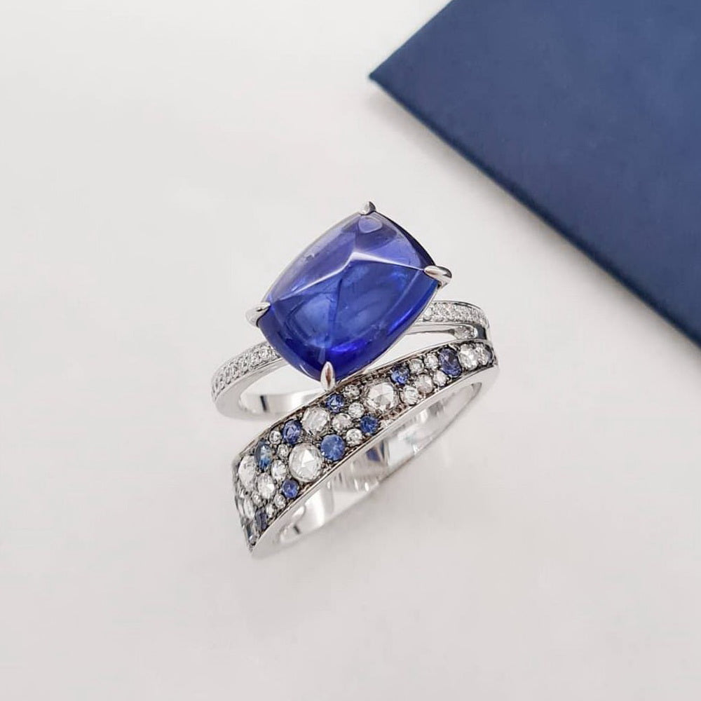 Blue Sapphire and Diamond Ring