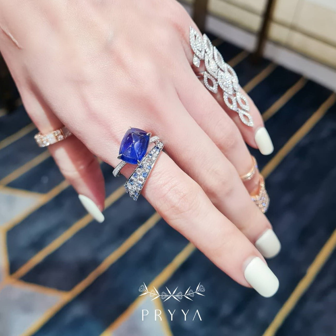 Blue Sapphire and Diamond Ring