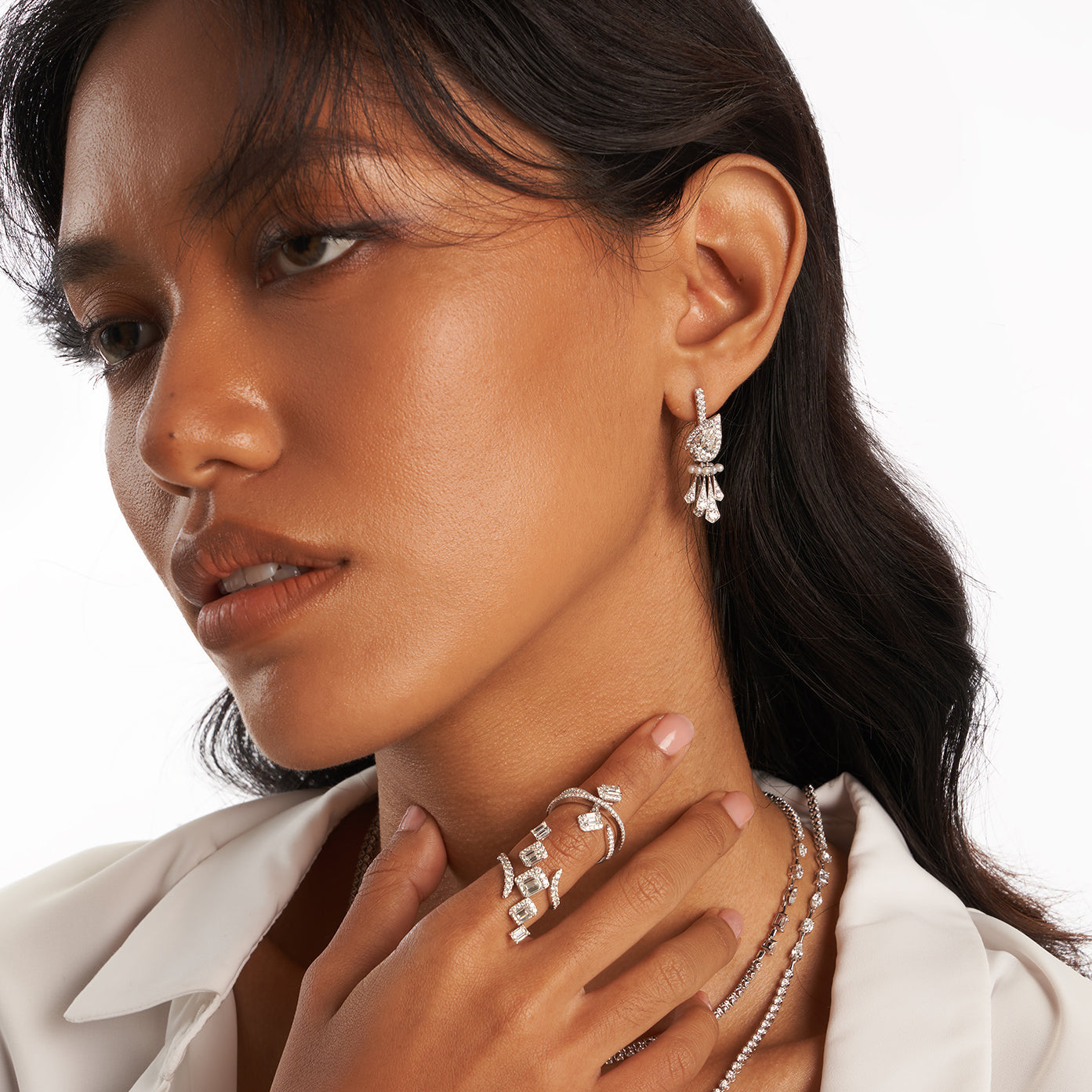 Diamond and Pearl Earrings