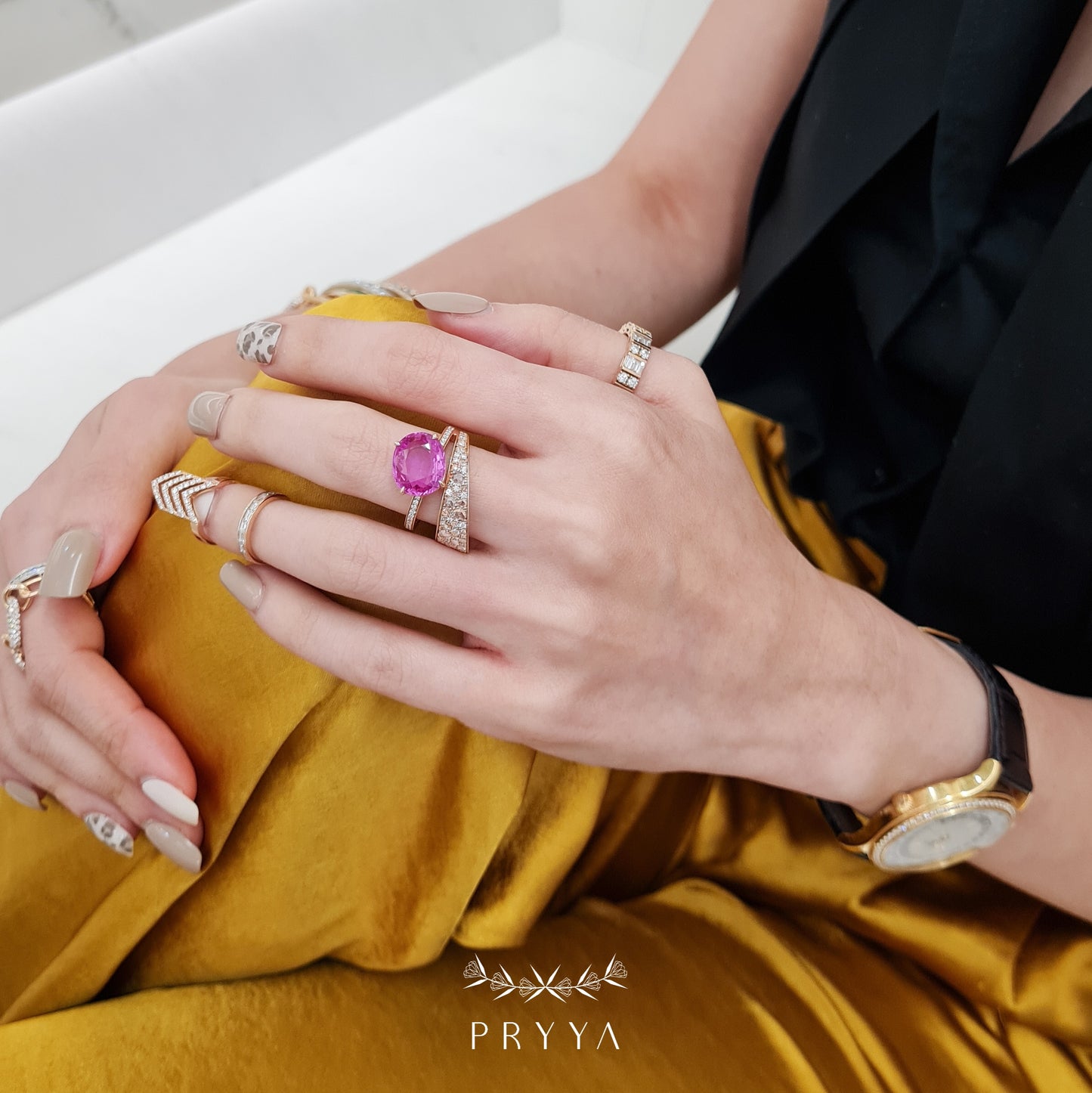 Pink Sapphire and Diamond Ring