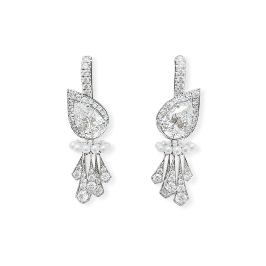 Diamond and Pearl Earrings